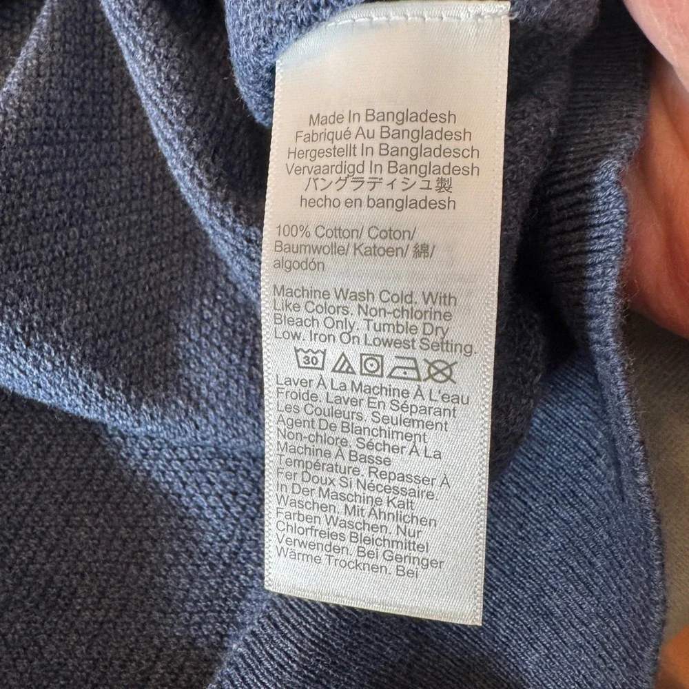 J.Crew Mens Sweater Large Blue Cotton Textured Raglan Crewneck Classic Preppy